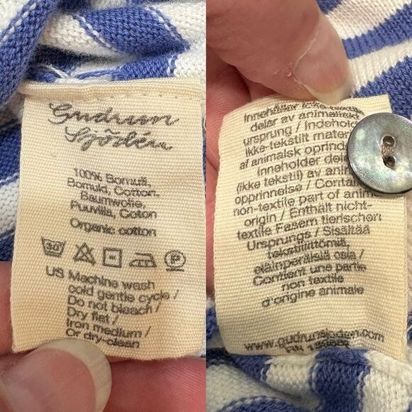 Gudrun Sjoden Blue and White Striped Cardigan Sweater Organic Cotton Size XS - Picture 8 of 12